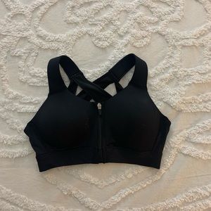 Brand New Black Racerback Sports Bra Size Medium Racerback Zip Front Molded Cups